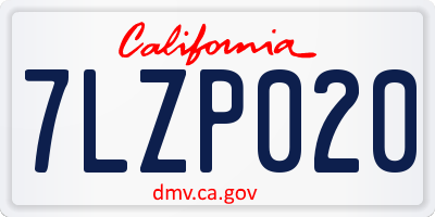 CA license plate 7LZP020