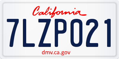 CA license plate 7LZP021