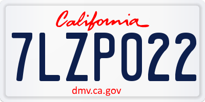 CA license plate 7LZP022