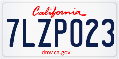 CA license plate 7LZP023