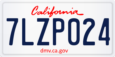 CA license plate 7LZP024