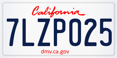 CA license plate 7LZP025