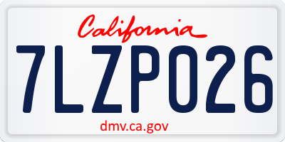 CA license plate 7LZP026