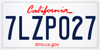 CA license plate 7LZP027