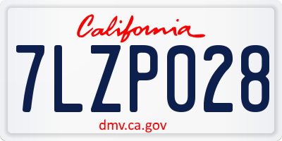 CA license plate 7LZP028