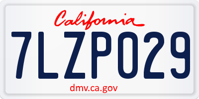 CA license plate 7LZP029