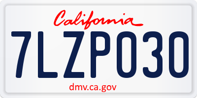 CA license plate 7LZP030