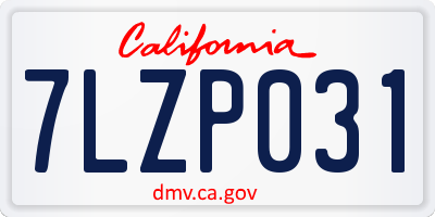 CA license plate 7LZP031