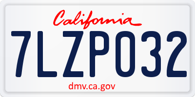 CA license plate 7LZP032