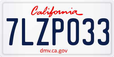 CA license plate 7LZP033