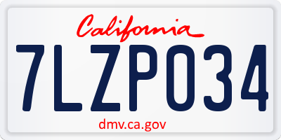 CA license plate 7LZP034