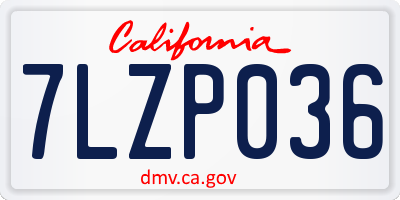 CA license plate 7LZP036