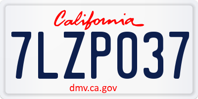 CA license plate 7LZP037