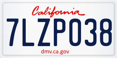 CA license plate 7LZP038