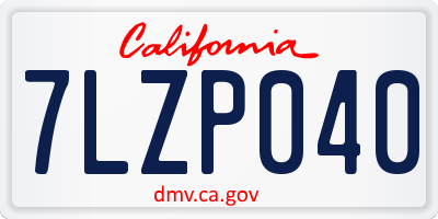 CA license plate 7LZP040