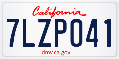 CA license plate 7LZP041