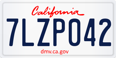CA license plate 7LZP042