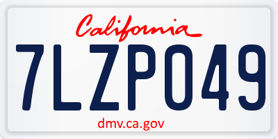 CA license plate 7LZP049