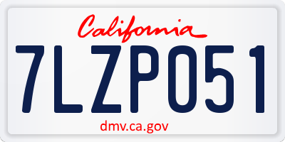 CA license plate 7LZP051