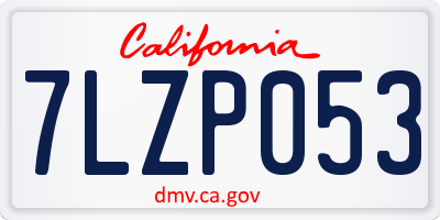 CA license plate 7LZP053