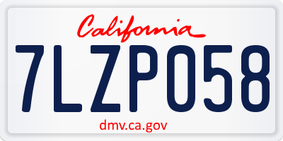 CA license plate 7LZP058
