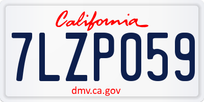 CA license plate 7LZP059