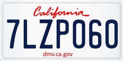 CA license plate 7LZP060