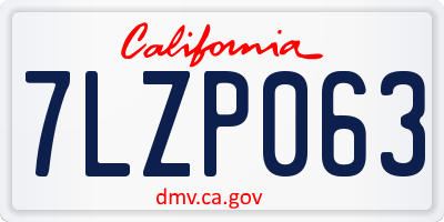 CA license plate 7LZP063