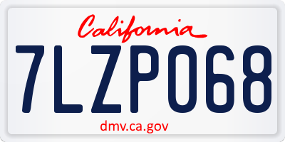 CA license plate 7LZP068