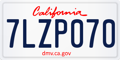 CA license plate 7LZP070