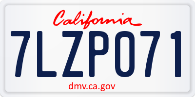 CA license plate 7LZP071