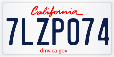CA license plate 7LZP074