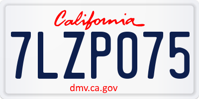 CA license plate 7LZP075