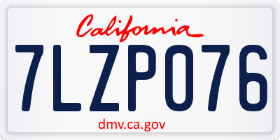 CA license plate 7LZP076