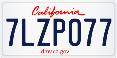 CA license plate 7LZP077