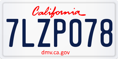 CA license plate 7LZP078