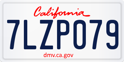 CA license plate 7LZP079