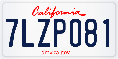 CA license plate 7LZP081