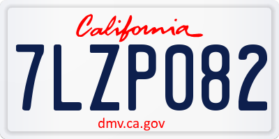 CA license plate 7LZP082