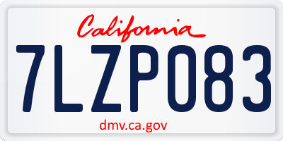 CA license plate 7LZP083