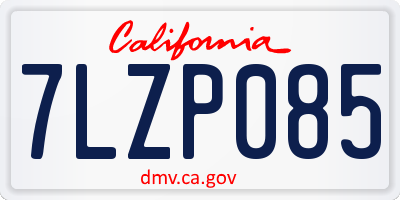 CA license plate 7LZP085
