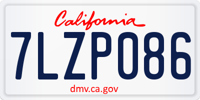 CA license plate 7LZP086