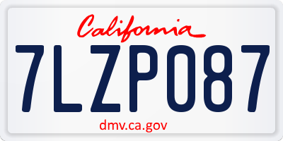 CA license plate 7LZP087