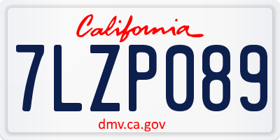 CA license plate 7LZP089