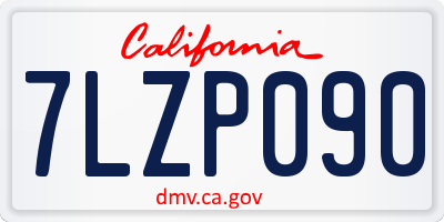 CA license plate 7LZP090