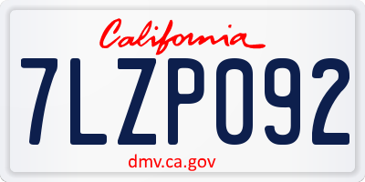 CA license plate 7LZP092