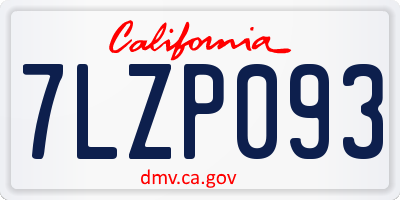 CA license plate 7LZP093