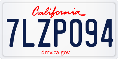 CA license plate 7LZP094