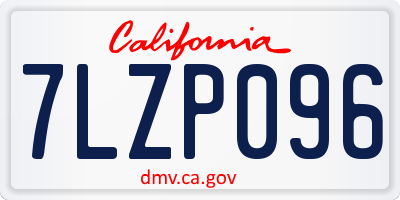 CA license plate 7LZP096