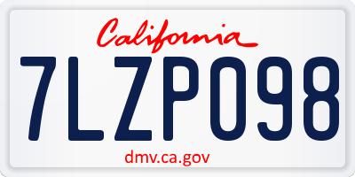 CA license plate 7LZP098